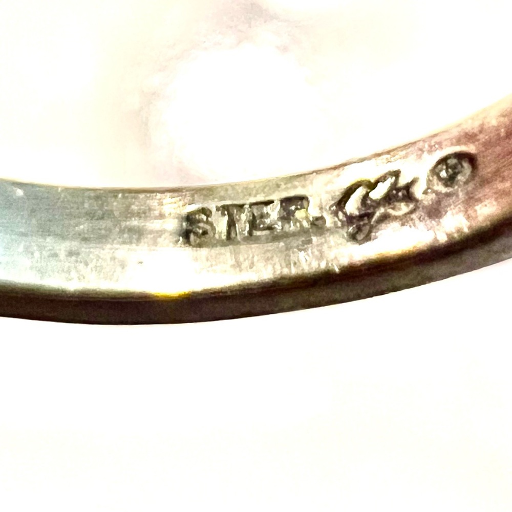 Stackable Vintage 925 Silver Ring- Small Round Pu… - image 8